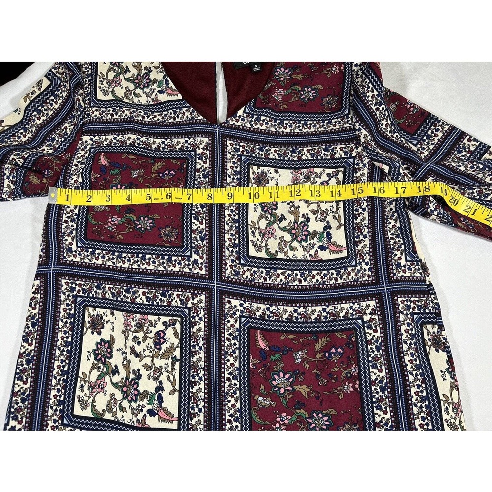 Lulus Women’s Crack A Smile Cream And Plum Multi Print Shift Dress Small - Picture 11 of 13